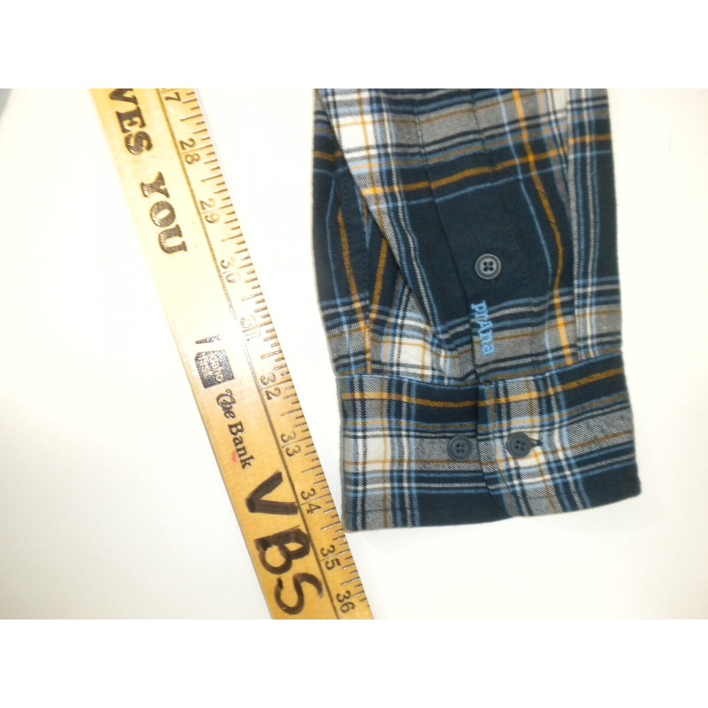 Prana Shirt Mens XXL Blue Los Feliz Flannel Slim Fit Plaid Button Up Mid Weight‎ - Picture 13 of 13